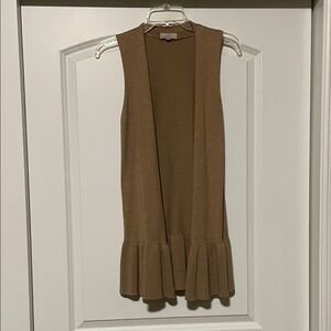 LOFT Tan Open-Front Sweater Vest